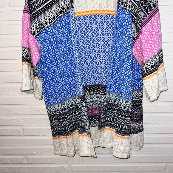 H&M Multicolored Cotton Geometrical Knit Open Style Kimono, Women’s Size Large - Picture 6 of 8